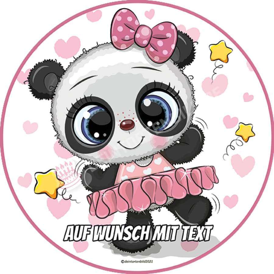 Motiv: Panda Ballerina - Hochwertige und individuelle Tortenaufleger für jeden Anlass
Tortenaufleger Panda Ballerina 20cm Kreis 
Unsere Tortenaufleger sind ein ideales Geschenk für besondere - Tortenbild - DeintortenbildPanda Ballerina