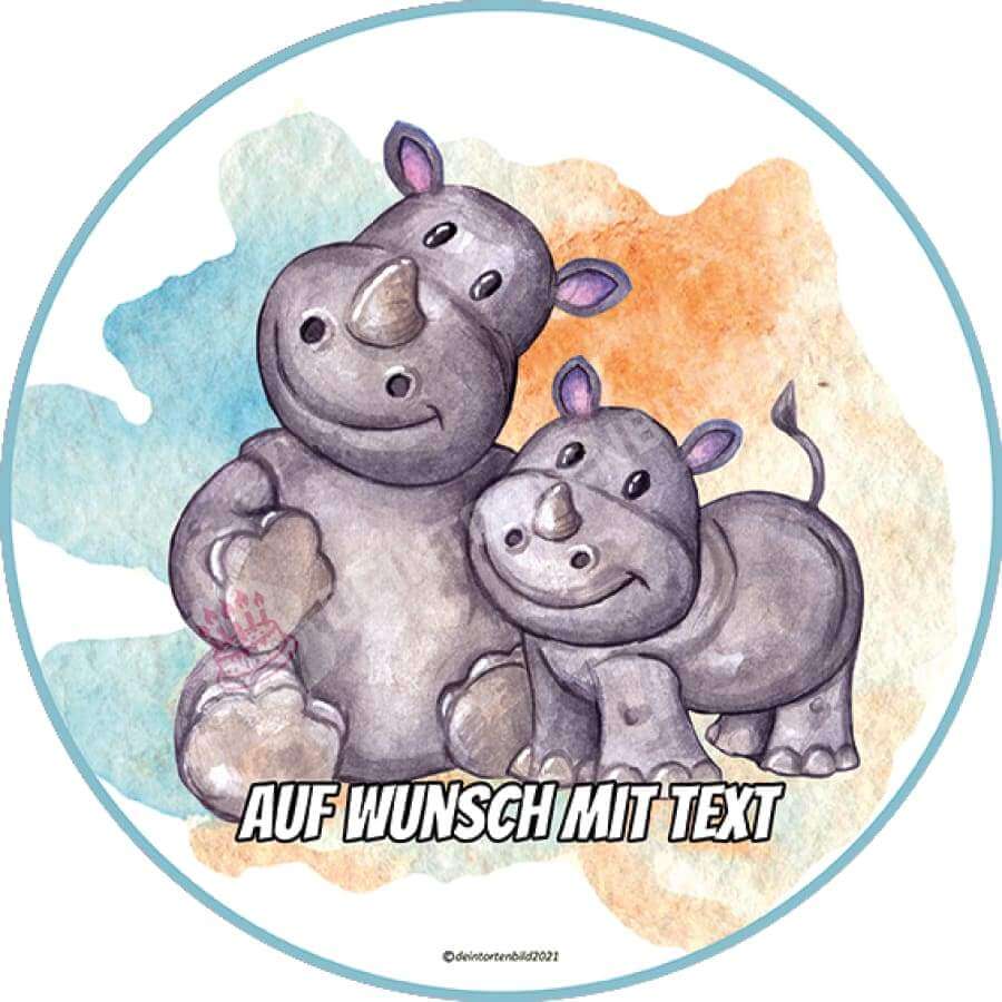 Motiv: Nashorn Baby - Hochwertige und individuelle Tortenaufleger für jeden Anlass
Tortenaufleger Nashorn Baby in 20cm Kreis 
Unsere Tortenaufleger sind ein ideales Geschenk für besondere - Tortenbild - DeintortenbildNashorn Baby