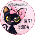 Motiv: Schwarze Katze mit rosa Schleifchen - Deintortenbild.de Tortenaufleger aus Esspapier: Oblatenpapier / Mit "Happy Birthday" Schriftzug, Oblatenpapier / Ohne "Happy Birthday Schriftzug, Zuckerpapier / Mit "Happy Birthday" Schriftzug, Zuckerpapier / Ohne "Happy Birthday Schriftzug, Fondantpapier / Mit "Happy Birthday" Schriftzug, Fondantpapier / Ohne "Happy Birthday Schriftzug