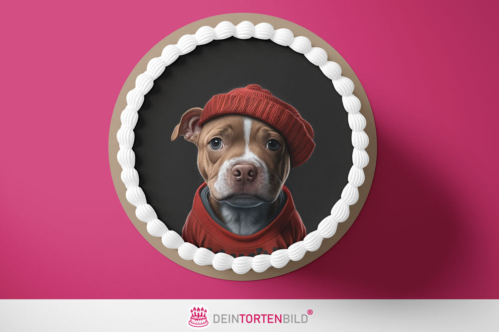 Tortenaufleger mit Süßen Hunden Kollektion Red Dogs von Deintortenbild – Tortenaufleger, Tortenfoto, Tortenbild, personalisiert & individuell bei Deintortenbild.de