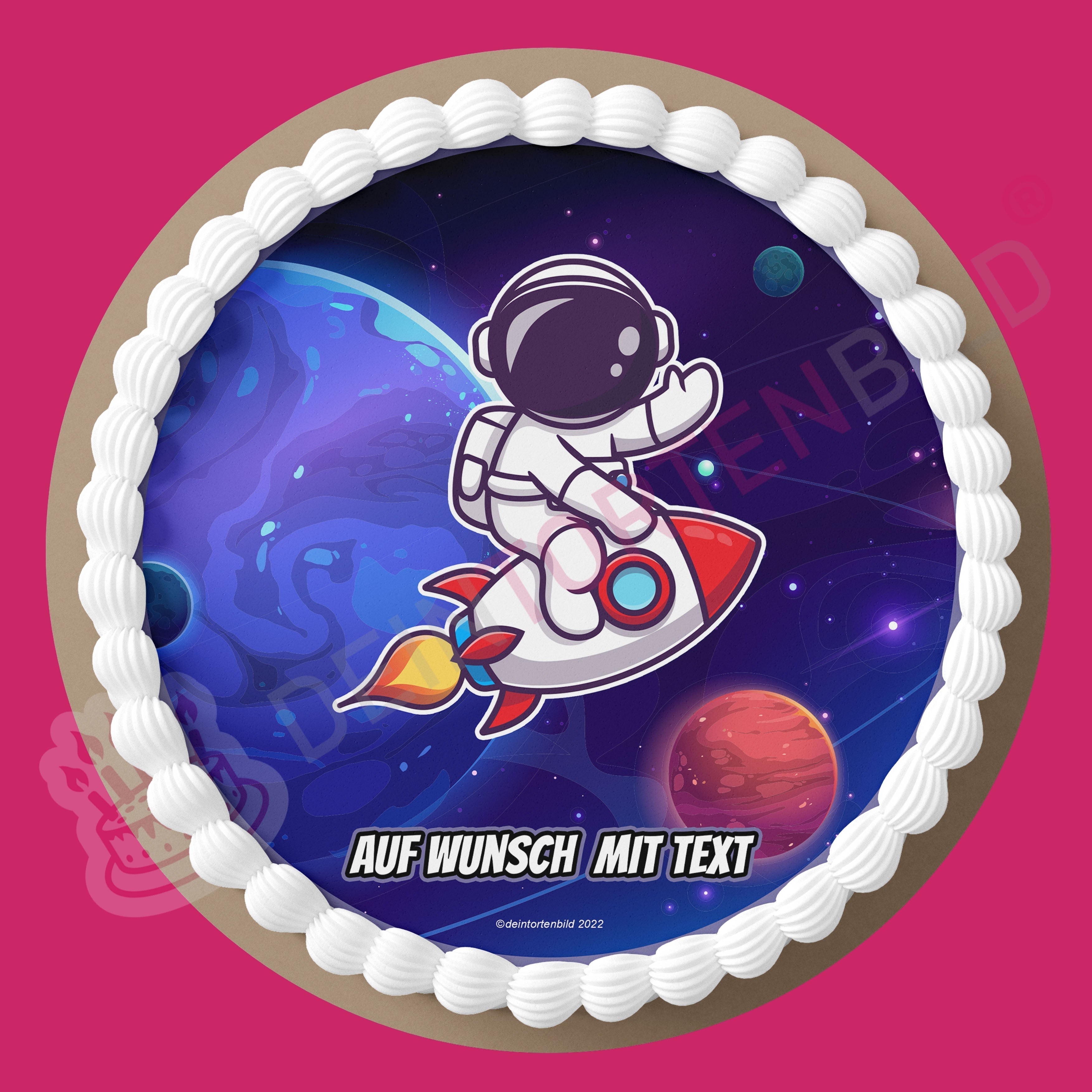 Astronaut auf Rakete - Deintortenbild.de Tortenaufleger aus Esspapier: Oblatenpapier, Zuckerpapier, Fondantpapier