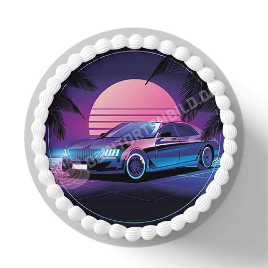 Motiv: Retrowave 80er Stil Auto - Hochwertige und individuelle Tortenaufleger für jeden Anlass
Tortenaufleger Retrowave 80er Stil Auto in 20cm Kreis 
Dieser Tortenaufleger mit einem Auto im 80er Retr - Tortenbild - DeintortenbildRetrowave 80er Stil Auto