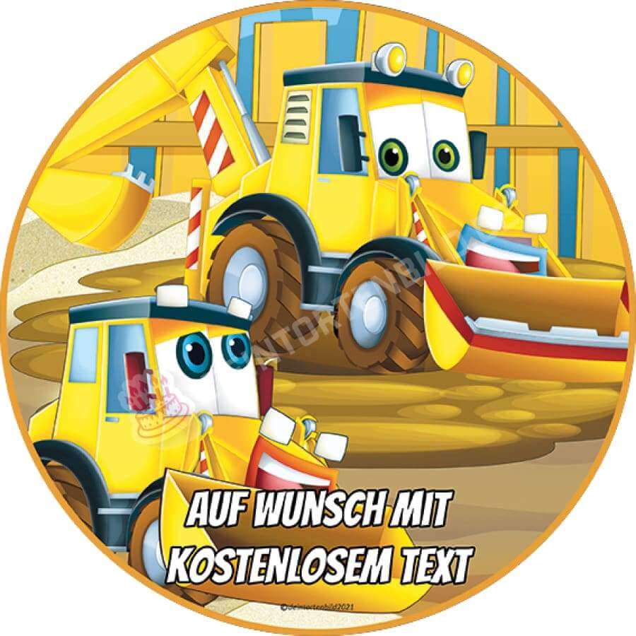 Motiv: Baustelle Bagger Cartoon von Deintortenbild – Tortenaufleger, Tortenfoto, Tortenbild, personalisiert & individuell bei Deintortenbild.de