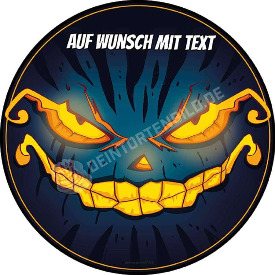 Motiv: Halloween - Grinsendes  Kürbisgesicht von Deintortenbild – Tortenaufleger, Tortenfoto, Tortenbild, personalisiert & individuell bei Deintortenbild.de