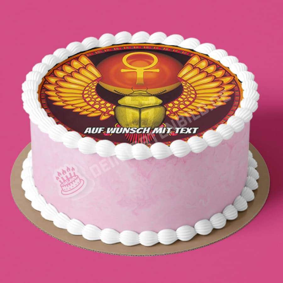 Motiv: Ägyptischer Skarabäus mit Ankh von Deintortenbild – Tortenaufleger, Tortenfoto, Tortenbild, personalisiert & individuell bei Deintortenbild.de