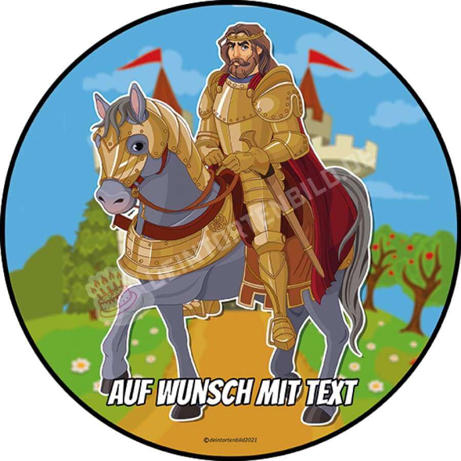 Motiv: König auf Pferd vor Schloss von Deintortenbild – Tortenaufleger, Tortenfoto, Tortenbild, personalisiert & individuell bei Deintortenbild.de