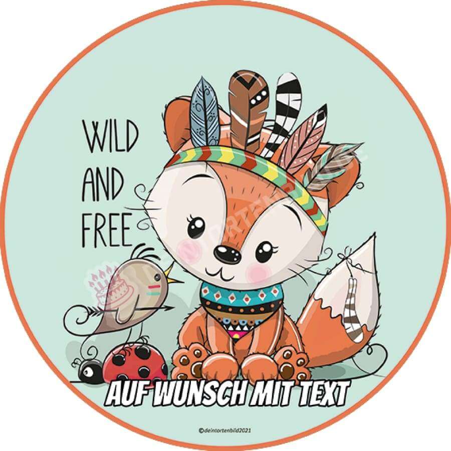 Motiv: "Wild and free" Fuchs und Vogel von Deintortenbild – Tortenaufleger, Tortenfoto, Tortenbild, personalisiert & individuell bei Deintortenbild.de