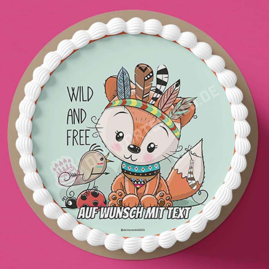 Motiv: "Wild and free" Fuchs und Vogel von Deintortenbild – Tortenaufleger, Tortenfoto, Tortenbild, personalisiert & individuell bei Deintortenbild.de