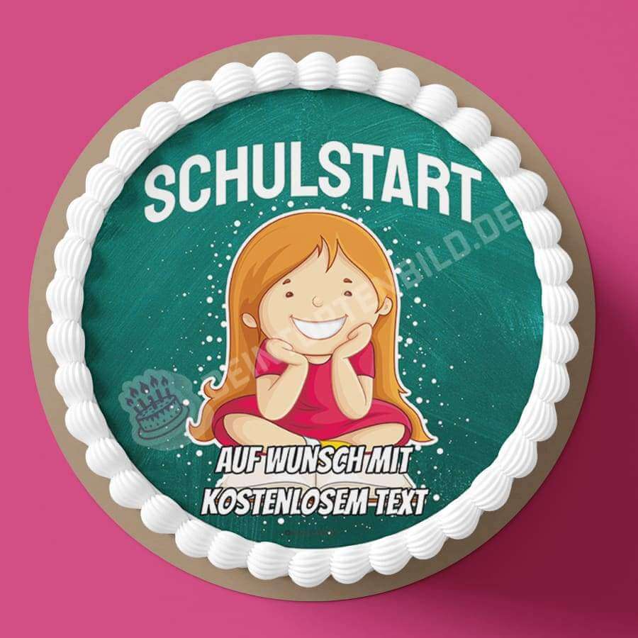 Motiv: "Schulstart" Mädchen (Version1) von Deintortenbild – Tortenaufleger, Tortenfoto, Tortenbild, personalisiert & individuell bei Deintortenbild.de