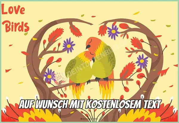 Rechteck Motiv: Valentinstag Liebes Vögel - Deintortenbild.de Tortenaufleger aus Esspapier: Oblatenapapier, Zuckerpapier, Fondantpapier