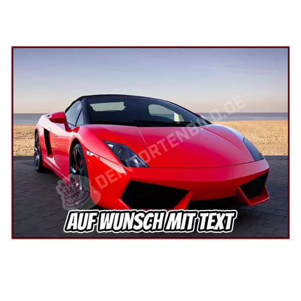 Rechteck Motiv: Super Car Red - Deintortenbild.de Tortenaufleger aus Esspapier: Oblate, Zuckerpapier, Fondantpapier