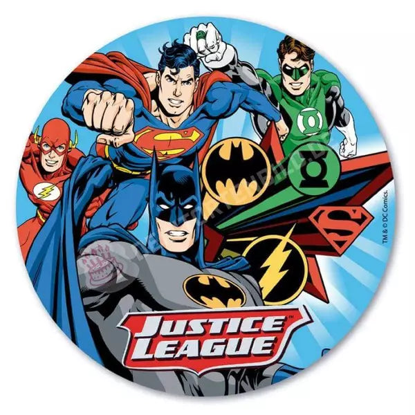 Tortenaufleger von Dekora mit dem Motiv: Superhelden Justice League in 20 cm - Deintortenbild.de Tortenaufleger aus Esspapier: Default Title