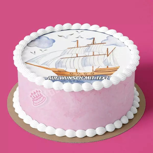 Motiv: Wasserfarben Segelschiff - Deintortenbild.de Tortenaufleger aus Esspapier: Oblatenpapier, Zuckerpapier, Fondantpapier