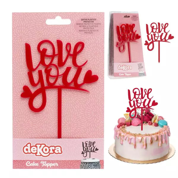 Dekora Cake Topper Love You - rot - Deintortenbild.de Tortenaufleger aus Esspapier: Default Title