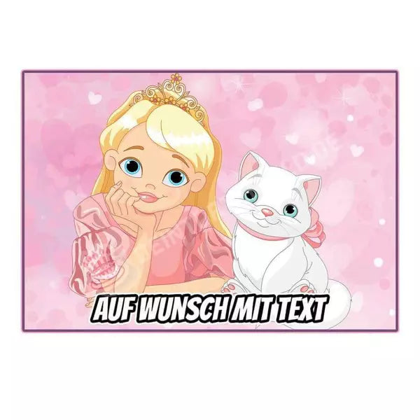 Rechteck Motiv: Prinzessin Cat - Deintortenbild.de Tortenaufleger aus Esspapier: Oblate, Zuckerpapier, Fondantpapier