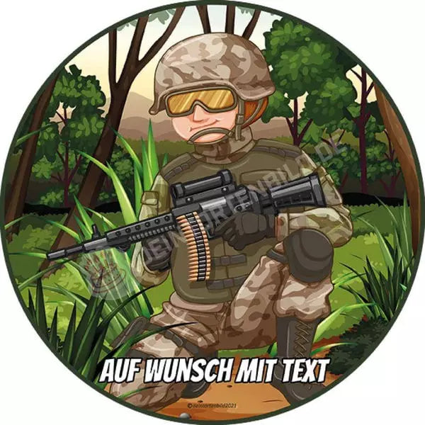 Motiv: Soldat mit Waffe - Deintortenbild.de Tortenaufleger aus Esspapier: Oblatenpapier, Zuckerpapier, Fondantpapier