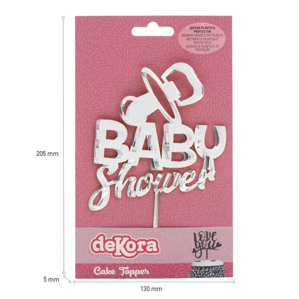 Dekora Cake Topper Baby Shower - silber - Deintortenbild.de Tortenaufleger aus Esspapier: Default Title