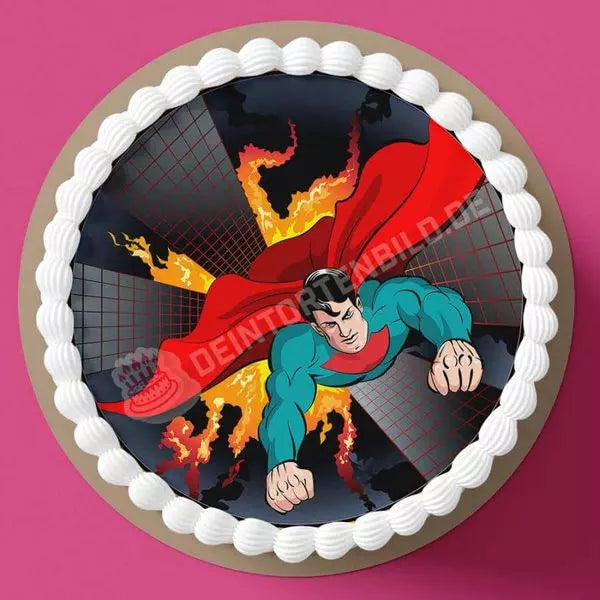 Motiv: Superman Hero - Deintortenbild.de Tortenaufleger aus Esspapier: Oblate, Zuckerpapier, Fondantpapier