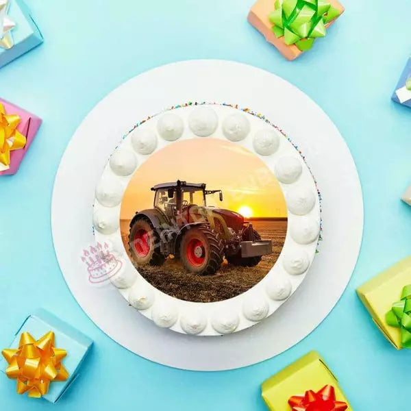 Motiv: Traktor Sonne - Deintortenbild.de Tortenaufleger aus Esspapier: Oblate, Zuckerpapier, Fondantpapier