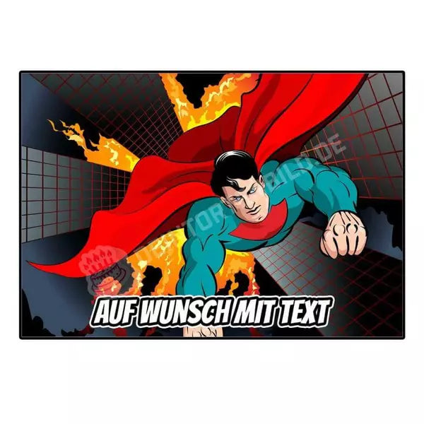 Rechteck Motiv: Superman Held - Deintortenbild.de Tortenaufleger aus Esspapier: Oblate, Zuckerpapier, Fondantpapier