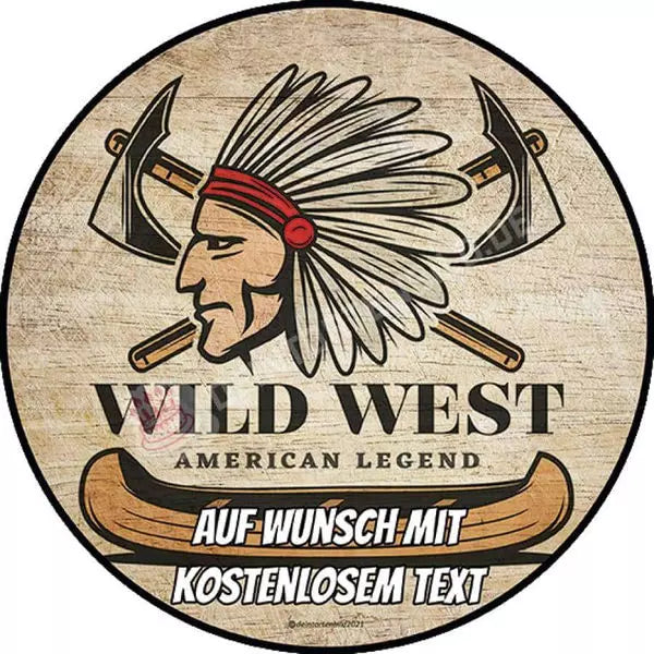 Motiv: Wilder Westen Logo Indianer - Deintortenbild.de Tortenaufleger aus Esspapier: Oblatenpapier, Zuckerpapier, Fondantpapier