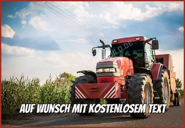 Rechteck Motiv: Roter Traktor neben Feld - Deintortenbild.de Tortenaufleger aus Esspapier: Oblatenpapier, Zuckerpapier, Fondantpapier