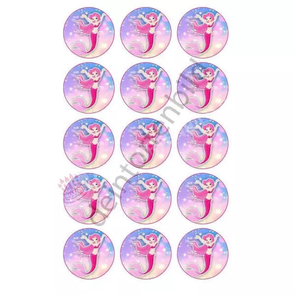 Muffinaufleger Motiv: Meerjungfrau pink - Deintortenbild.de Tortenaufleger aus Esspapier: Oblate / 15x5cm, Zuckerpapier / 15x5cm, Fondantpapier / 15x5cm