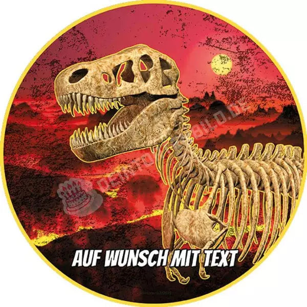 Motiv: T-Rex Dino Skelett - Deintortenbild.de Tortenaufleger aus Esspapier: Oblatenpapier, Zuckerpapier, Fondantpapier