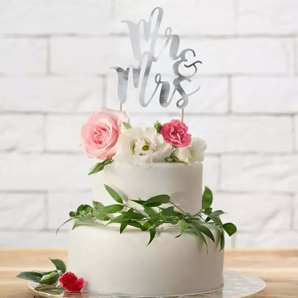 PARTY DECO CAKE TOPPER WEDDING - MR. & MRS. SILVER - Deintortenbild.de Tortenaufleger aus Esspapier: Default Title
