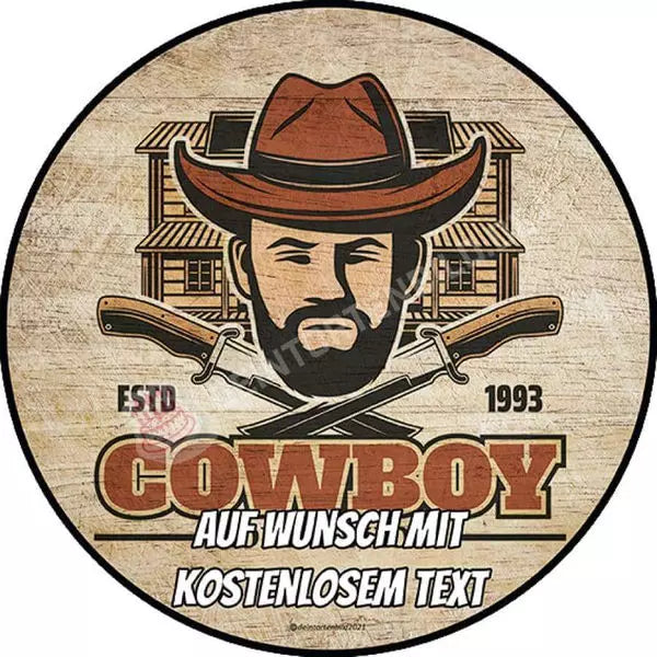 Motiv: Wilder Westen Logo Cowboy - Deintortenbild.de Tortenaufleger aus Esspapier: Oblatenpapier, Zuckerpapier, Fondantpapier