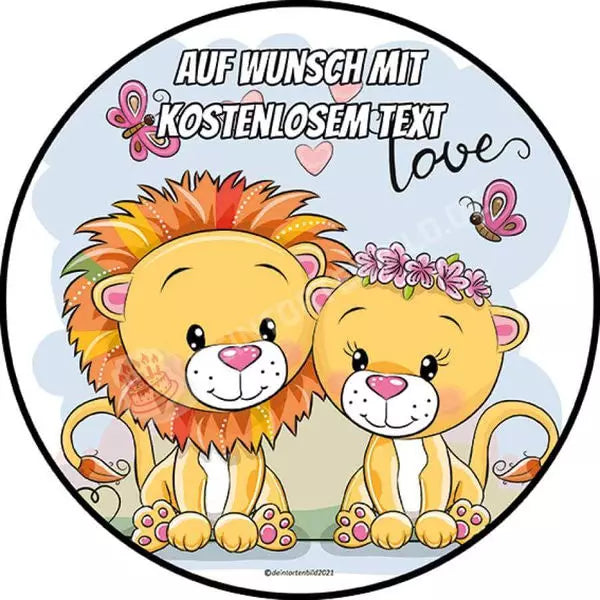 Motiv: Valentinstag - Löwenpaar - Deintortenbild.de Tortenaufleger aus Esspapier: Oblatenpapier, Zuckerpapier, Fondantpapier