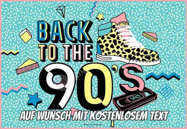 Rechteck Motiv: Retro "Back to the 90's" - Deintortenbild.de Tortenaufleger aus Esspapier: Oblatenpapier, Zuckerpapier, Fondantpapier