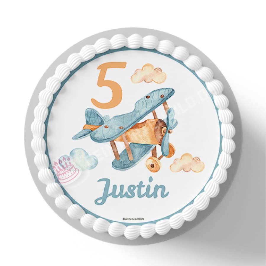 Motiv: Altes Flugzeug - Name und Zahl anpassbar - Deintortenbild.de Tortenaufleger aus Esspapier: Oblatenpapier, Zuckerpapier, Fondantpapier