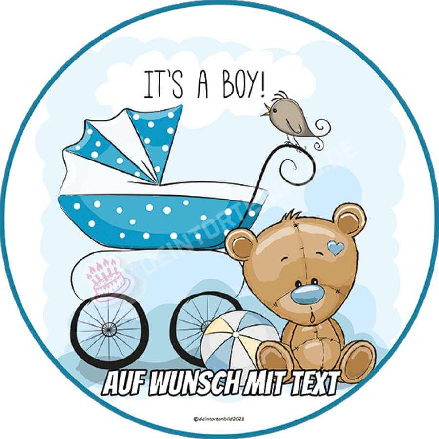 Motiv: Baby Bär - It's a boy - Deintortenbild.de Tortenaufleger aus Esspapier: Oblatenpapier, Zuckerpapier, Fondantpapier