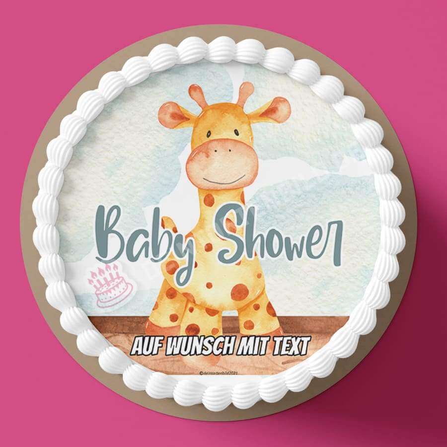 Motiv: Baby Shower - Plüschtier Giraffe - Deintortenbild.de Tortenaufleger aus Esspapier: Oblatenpapier, Zuckerpapier, Fondantpapier