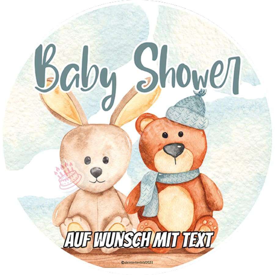 Motiv: Baby Shower - Plüschtiere - Deintortenbild.de Tortenaufleger aus Esspapier: Oblatenpapier, Zuckerpapier, Fondantpapier