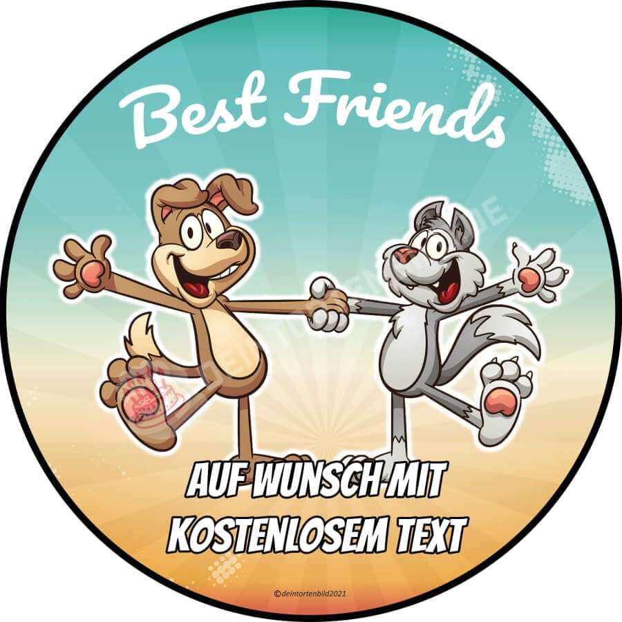 Motiv: Beste Freunde - Hund und Wolf - Deintortenbild.de Tortenaufleger aus Esspapier: Oblatenpapier, Zuckerpapier, Fondantpapier