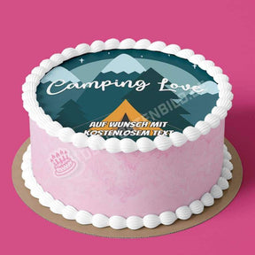 Motiv: "Camping Love" - Zelten - Deintortenbild.de Tortenaufleger aus Esspapier: Oblatenpapier, Zuckerpapier, Fondantpapier