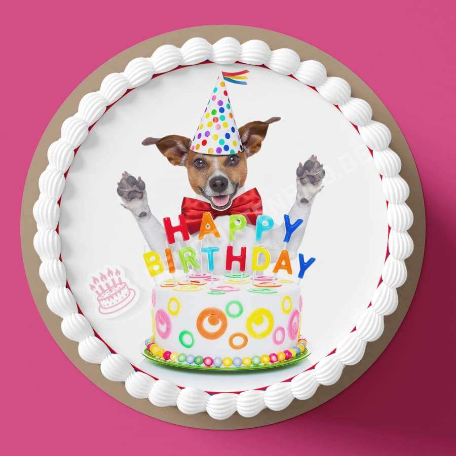 Motiv: Geburtstag - Hund - Deintortenbild.de Tortenaufleger aus Esspapier: Oblate, Zuckerpapier, Fondantpapier