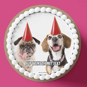Motiv: Geburtstags Party Hunde - Deintortenbild.de Tortenaufleger aus Esspapier: Oblatenpapier, Zuckerpapier, Fondantpapier