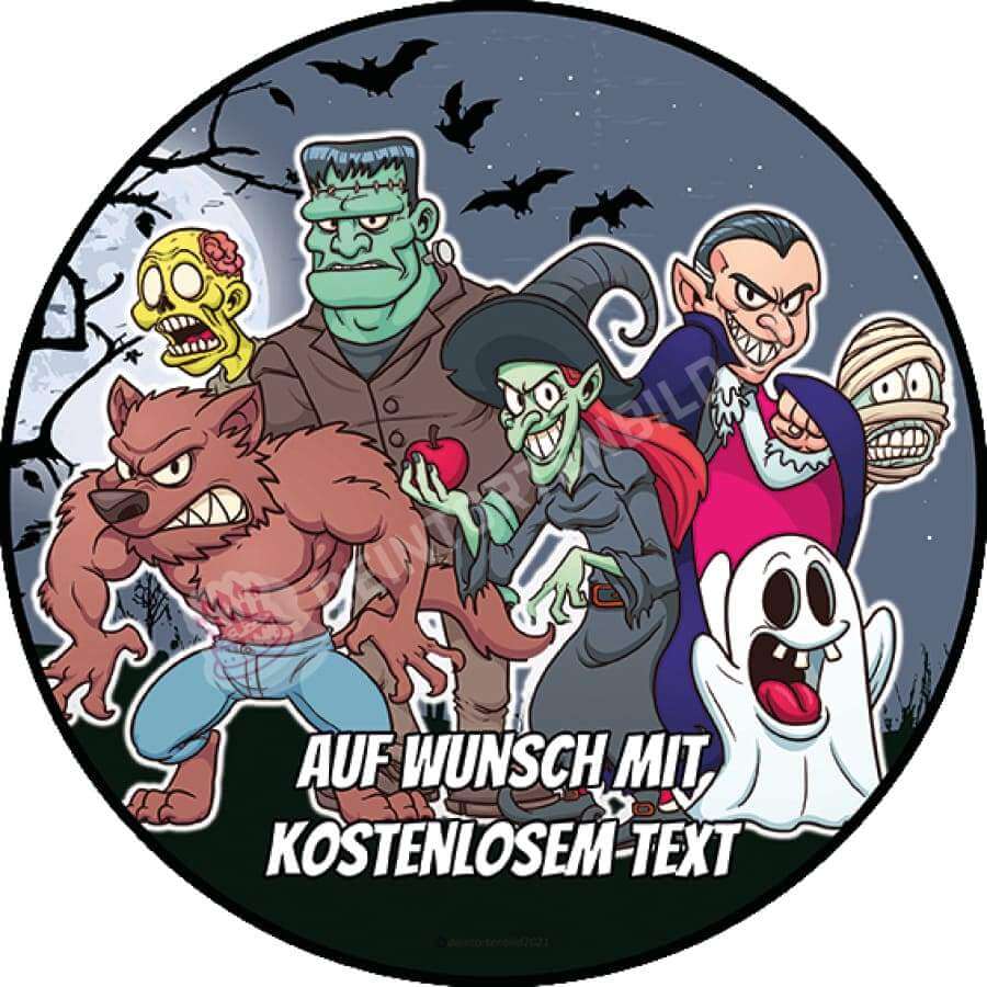 Motiv: Halloween - Cartoon Monster - Deintortenbild.de Tortenaufleger aus Esspapier: Oblatenpapier, Zuckerpapier, Fondantpapier