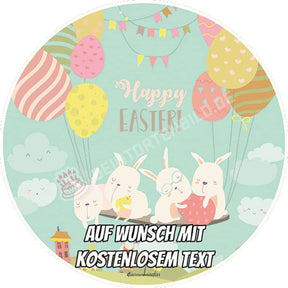 Motiv: "Happy Easter" - Frohe Ostern - Deintortenbild.de Tortenaufleger aus Esspapier: Oblatenpapier, Zuckerpapier, Fondantpapier