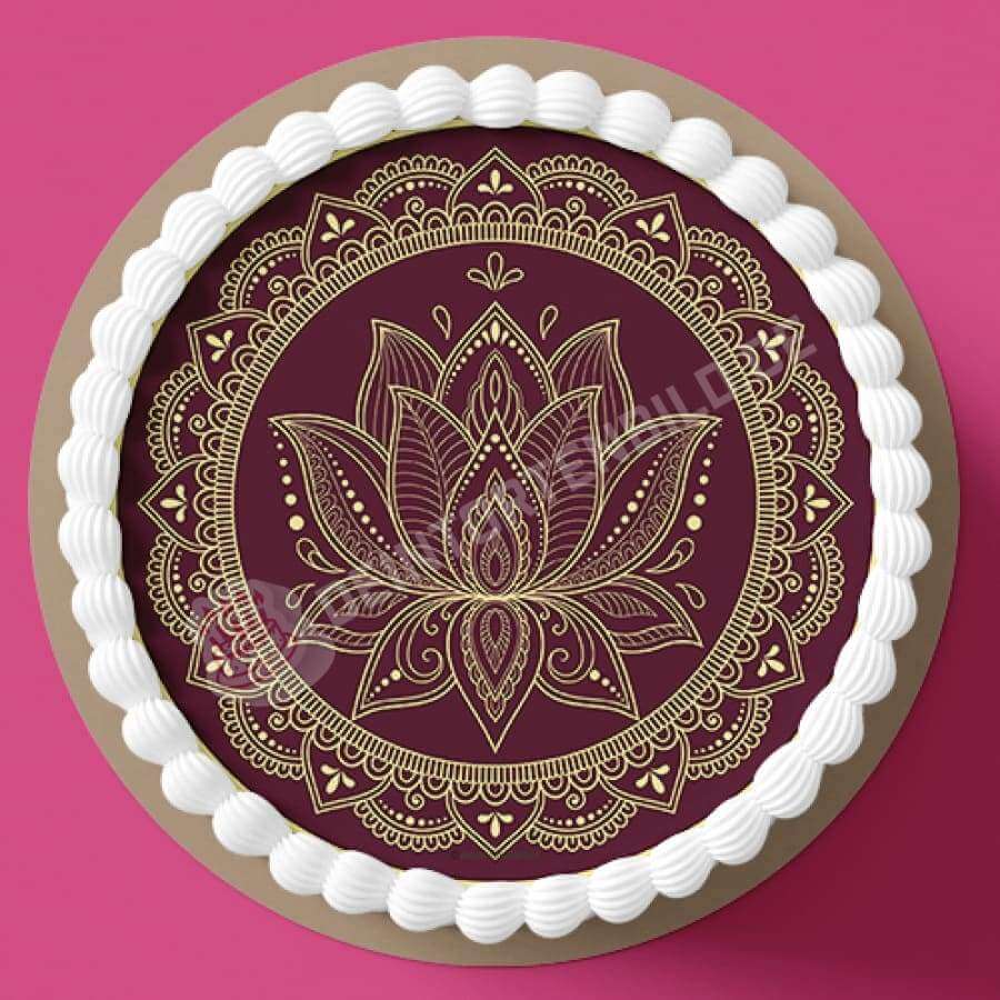 Motiv: Indisches Muster Lotusblüte - Deintortenbild.de Tortenaufleger aus Esspapier: Oblatenpapier, Zuckerpapier, Fondantpapier