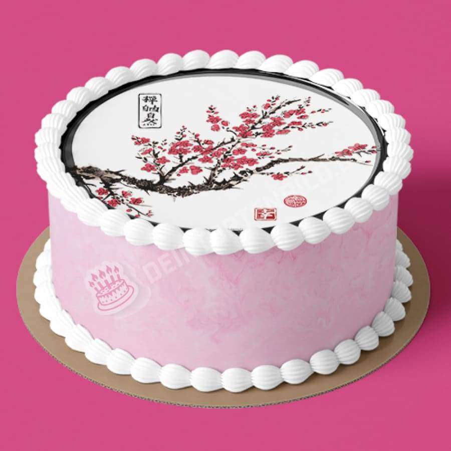 Motiv: Japanische Kirschblüten - Deintortenbild.de Tortenaufleger aus Esspapier: Oblatenpapier, Zuckerpapier, Fondantpapier