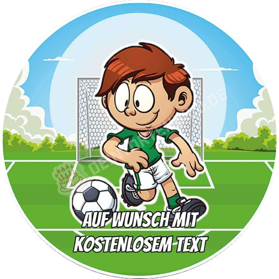 Motiv: Kind auf Fußballplatz (Version2) - Deintortenbild.de Tortenaufleger aus Esspapier: Oblatenpapier, Zuckerpapier, Fondantpapier