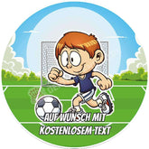 Motiv: Kind auf Fußballplatz (Version3) - Deintortenbild.de Tortenaufleger aus Esspapier: Oblatenpapier, Zuckerpapier, Fondantpapier