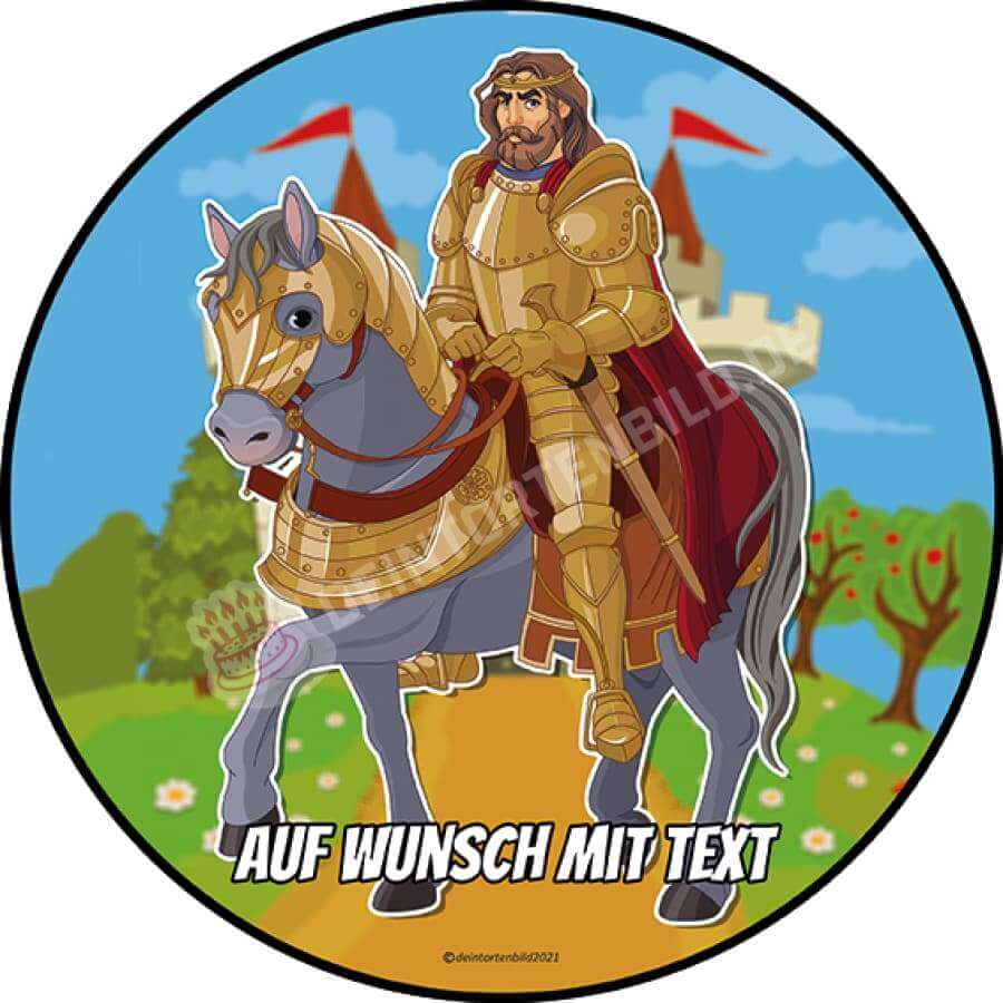 Motiv: König auf Pferd vor Schloss - Deintortenbild.de Tortenaufleger aus Esspapier: Oblatenpapier, Zuckerpapier, Fondantpapier
