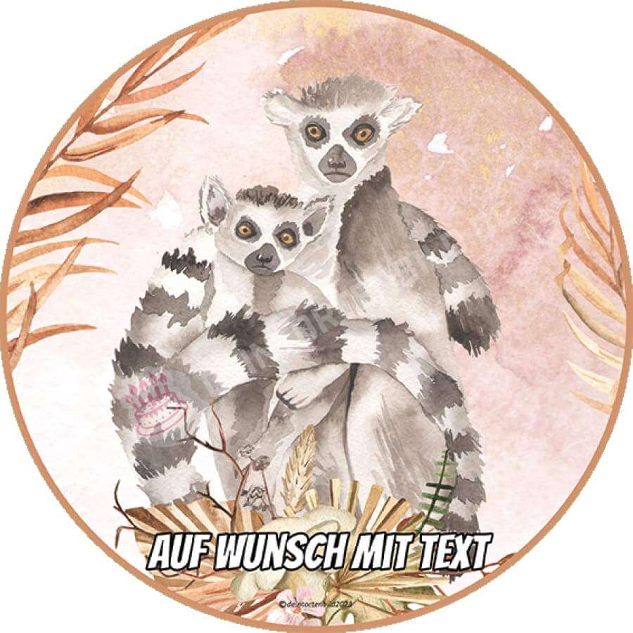 Motiv: Muttertag - Lemuren - Deintortenbild.de Tortenaufleger aus Esspapier: Oblatenpapier, Zuckerpapier, Fondantpapier