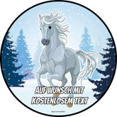 Motiv: Pferd Blau-Grau im Schnee - Deintortenbild.de Tortenaufleger aus Esspapier: Oblatenpapier, Zuckerpapier, Fondantpapier