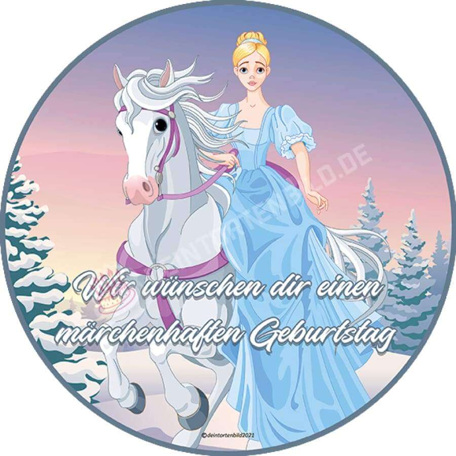 Motiv: Prinzessin Reitet Auf Pferd Oblatenpapier / Wir Wünschen Dir Einen Märchenhaften Geburtstag